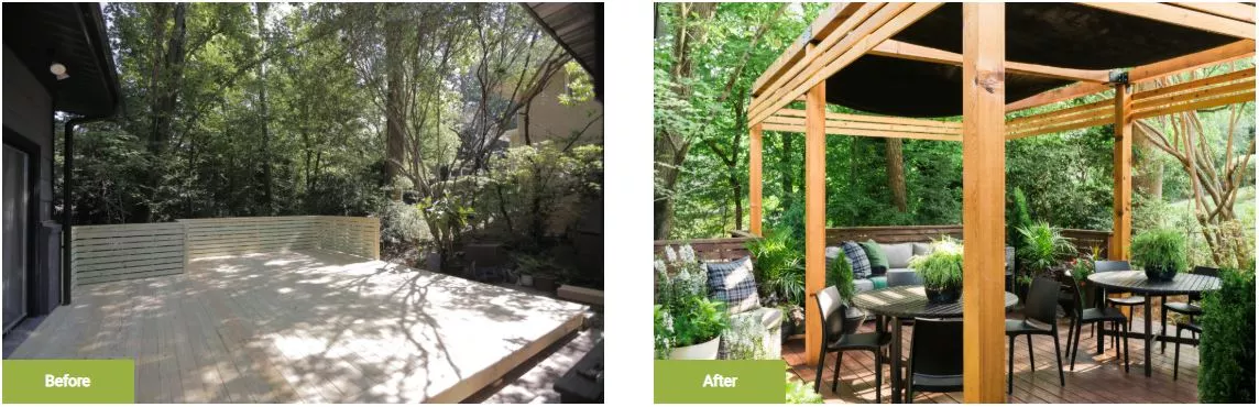 Pergola with Shade Before and After image